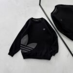AD Göğüs & Yan Baskılı 3 İplik Oversize Sweatshirt – Siyah-Beyaz