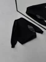 AD Göğüs & Yan Baskılı 3 İplik Oversize Sweatshirt – Siyah-Beyaz - Görsel 3