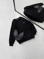 AD Göğüs & Yan Baskılı 3 İplik Oversize Sweatshirt – Siyah-Beyaz - Görsel 2