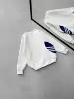 AD Göğüs & Yan Baskılı 3 İplik Oversize Sweatshirt – Beyaz-Lacivert - Görsel 3