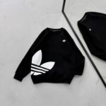 AD Göğüs & Yan Baskılı 3 İplik Oversize Sweatshirt – Siyah