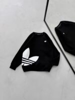 AD Göğüs & Yan Baskılı 3 İplik Oversize Sweatshirt – Siyah