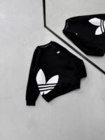 AD Göğüs & Yan Baskılı 3 İplik Oversize Sweatshirt – Siyah - Görsel 2