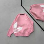 AD Göğüs & Yan Baskılı 3 İplik Oversize Sweatshirt – Pembe