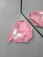 AD Göğüs & Yan Baskılı 3 İplik Oversize Sweatshirt – Pembe