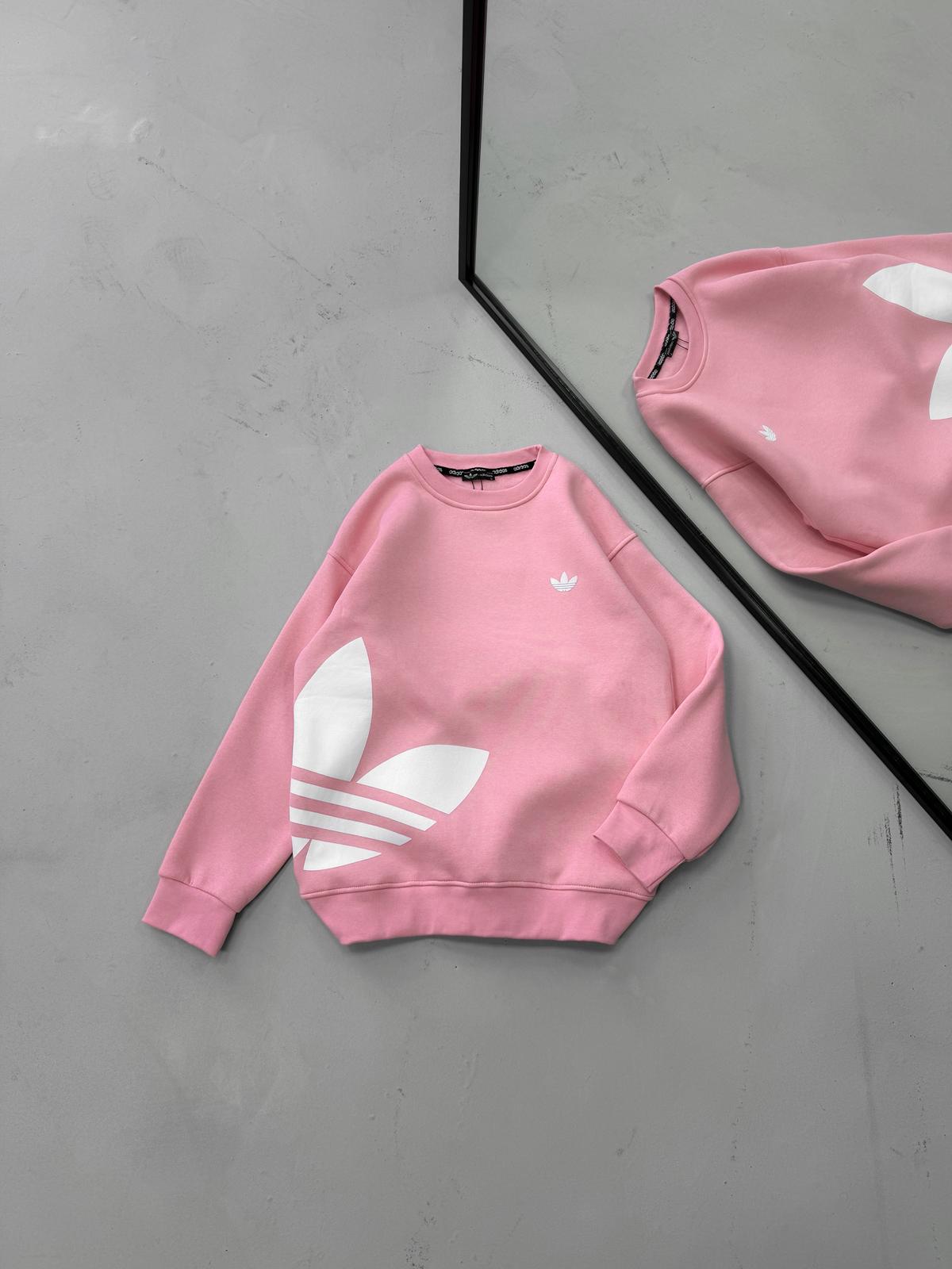 WhatsApp Image 2026-09-04 at 23.09.10 (1) AD Göğüs & Yan Baskılı 3 İplik Oversize Sweatshirt – Pembe - Görsel 1