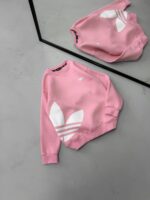 AD Göğüs & Yan Baskılı 3 İplik Oversize Sweatshirt – Pembe - Görsel 2