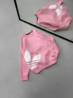 AD Göğüs & Yan Baskılı 3 İplik Oversize Sweatshirt – Pembe - Görsel 2