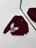 AD Göğüs & Yan Baskılı 3 İplik Oversize Sweatshirt – Bordo