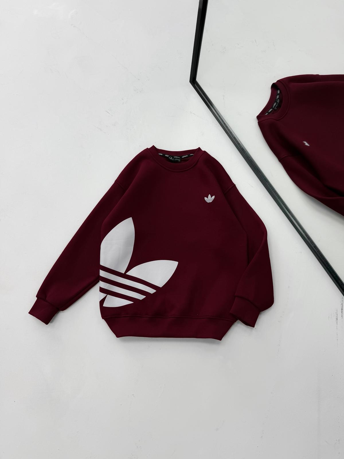 WhatsApp Image 2026-09-04 at 23.09.11 (2) AD Göğüs & Yan Baskılı 3 İplik Oversize Sweatshirt – Bordo - Görsel 1