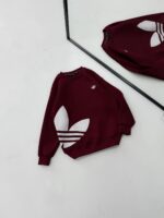 AD Göğüs & Yan Baskılı 3 İplik Oversize Sweatshirt – Bordo - Görsel 2
