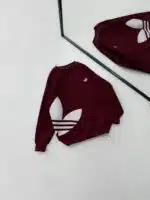 AD Göğüs & Yan Baskılı 3 İplik Oversize Sweatshirt – Bordo - Görsel 2