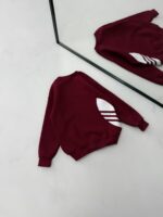 AD Göğüs & Yan Baskılı 3 İplik Oversize Sweatshirt – Bordo - Görsel 3