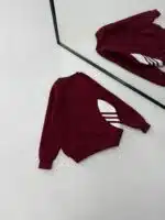 AD Göğüs & Yan Baskılı 3 İplik Oversize Sweatshirt – Bordo - Görsel 3