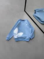 AD Göğüs & Yan Baskılı 3 İplik Oversize Sweatshirt – Bebe Mavisi