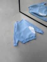 AD Göğüs & Yan Baskılı 3 İplik Oversize Sweatshirt – Bebe Mavisi - Görsel 3