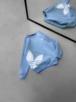 AD Göğüs & Yan Baskılı 3 İplik Oversize Sweatshirt – Bebe Mavisi - Görsel 2