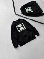 U&A Göğüs Baskılı 3 İplik Oversize Sweatshirt – Siyah - Görsel 2