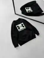 U&A Göğüs Baskılı 3 İplik Oversize Sweatshirt – Siyah - Görsel 2
