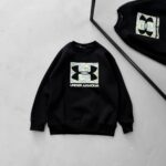 U&A Göğüs Baskılı 3 İplik Oversize Sweatshirt – Siyah