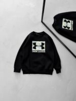 U&A Göğüs Baskılı 3 İplik Oversize Sweatshirt – Siyah