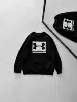 U&A Göğüs Baskılı 3 İplik Oversize Sweatshirt – Siyah
