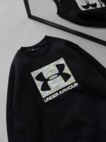U&A Göğüs Baskılı 3 İplik Oversize Sweatshirt – Siyah - Görsel 3