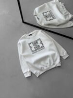 U&A Göğüs Baskılı 3 İplik Oversize Sweatshirt – Beyaz - Görsel 2
