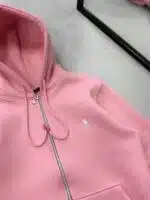 RL Nakış Detaylı 3 İplik Kapüşonlu Hırka - Pembe - Görsel 2