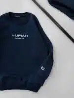 LFN Göğüs Nakış Detaylı 3 İplik Oversize Sweatshirt – Lacivert - Görsel 2