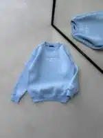 LFN Göğüs Nakış Detaylı 3 İplik Oversize Sweatshirt – Bebe Mavisi