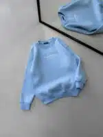 LFN Göğüs Nakış Detaylı 3 İplik Oversize Sweatshirt – Bebe Mavisi - Görsel 3