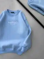 LFN Göğüs Nakış Detaylı 3 İplik Oversize Sweatshirt – Bebe Mavisi - Görsel 2