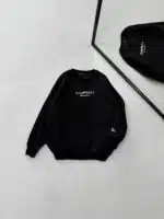 LFN Göğüs Nakış Detaylı 3 İplik Oversize Sweatshirt – Siyah