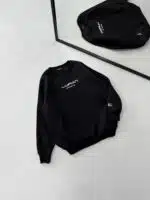 LFN Göğüs Nakış Detaylı 3 İplik Oversize Sweatshirt – Siyah - Görsel 3