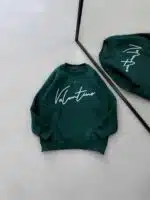 VT Göğüs Baskı Detaylı 3 İplik Oversize Sweatshirt – Yeşil
