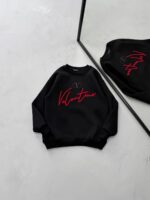 VT Göğüs Baskı Detaylı 3 İplik Oversize Sweatshirt – Siyah