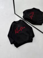 VT Göğüs Baskı Detaylı 3 İplik Oversize Sweatshirt – Siyah - Görsel 4