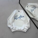 VT Göğüs Baskı Detaylı 3 İplik Oversize Sweatshirt – Beyaz