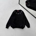 PRD Göğüs Baskı&Arma Detaylı 3 İplik Oversize Sweatshirt – Siyah