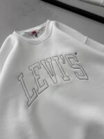 LVS Göğüs Nakış Detaylı 3 İplik Oversize Sweatshirt – Beyaz - Görsel 4