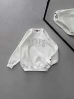 LVS Göğüs Nakış Detaylı 3 İplik Oversize Sweatshirt – Beyaz
