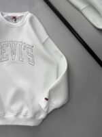 LVS Göğüs Nakış Detaylı 3 İplik Oversize Sweatshirt – Beyaz - Görsel 2