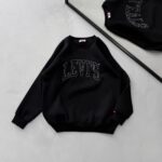 LVS Göğüs Nakış Detaylı 3 İplik Oversize Sweatshirt – Siyah