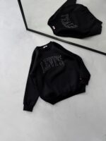 LVS Göğüs Nakış Detaylı 3 İplik Oversize Sweatshirt – Siyah - Görsel 3