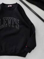LVS Göğüs Nakış Detaylı 3 İplik Oversize Sweatshirt – Siyah - Görsel 2