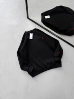 RL  Nakış Detaylı 3 İplik Oversize Sweatshirt – Siyah - Görsel 3