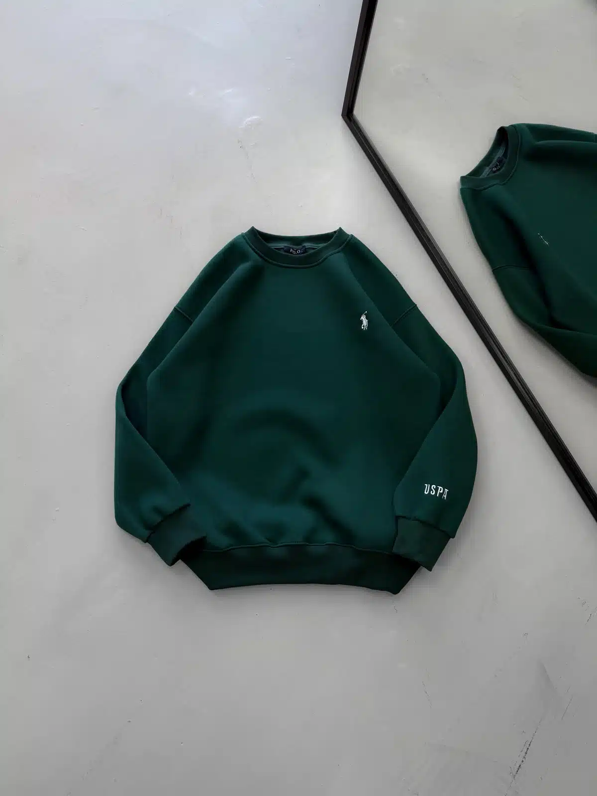 WhatsApp Image 2026-09-10 at 21.22.24 (3) RL Nakış Detaylı 3 İplik Oversize Sweatshirt – Yeşil - Görsel 1
