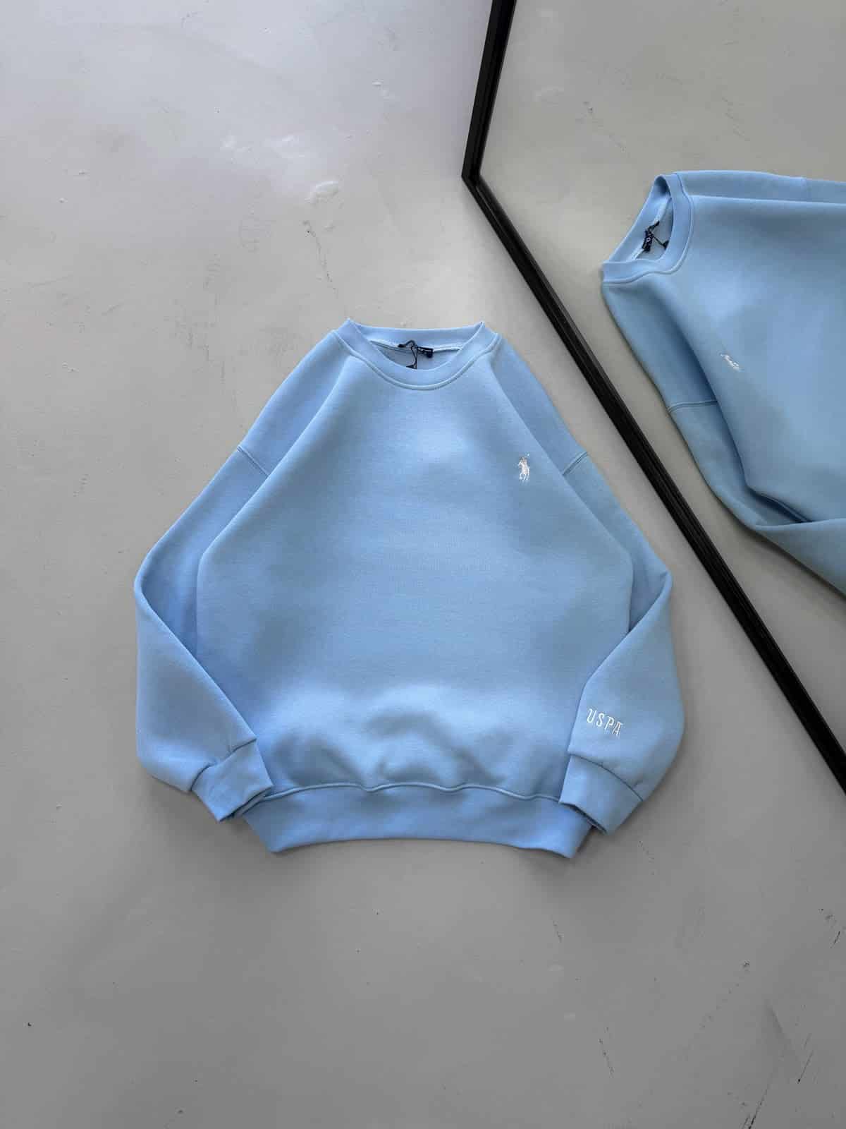 WhatsApp Image 2026-09-10 at 21.22.26 (4) RL Nakış Detaylı 3 İplik Oversize Sweatshirt – Bebe Mavisi - Görsel 1