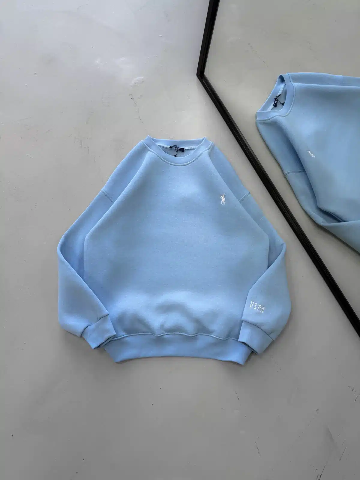 WhatsApp Image 2026-09-10 at 21.22.26 (4) RL Nakış Detaylı 3 İplik Oversize Sweatshirt – Bebe Mavisi - Görsel 1